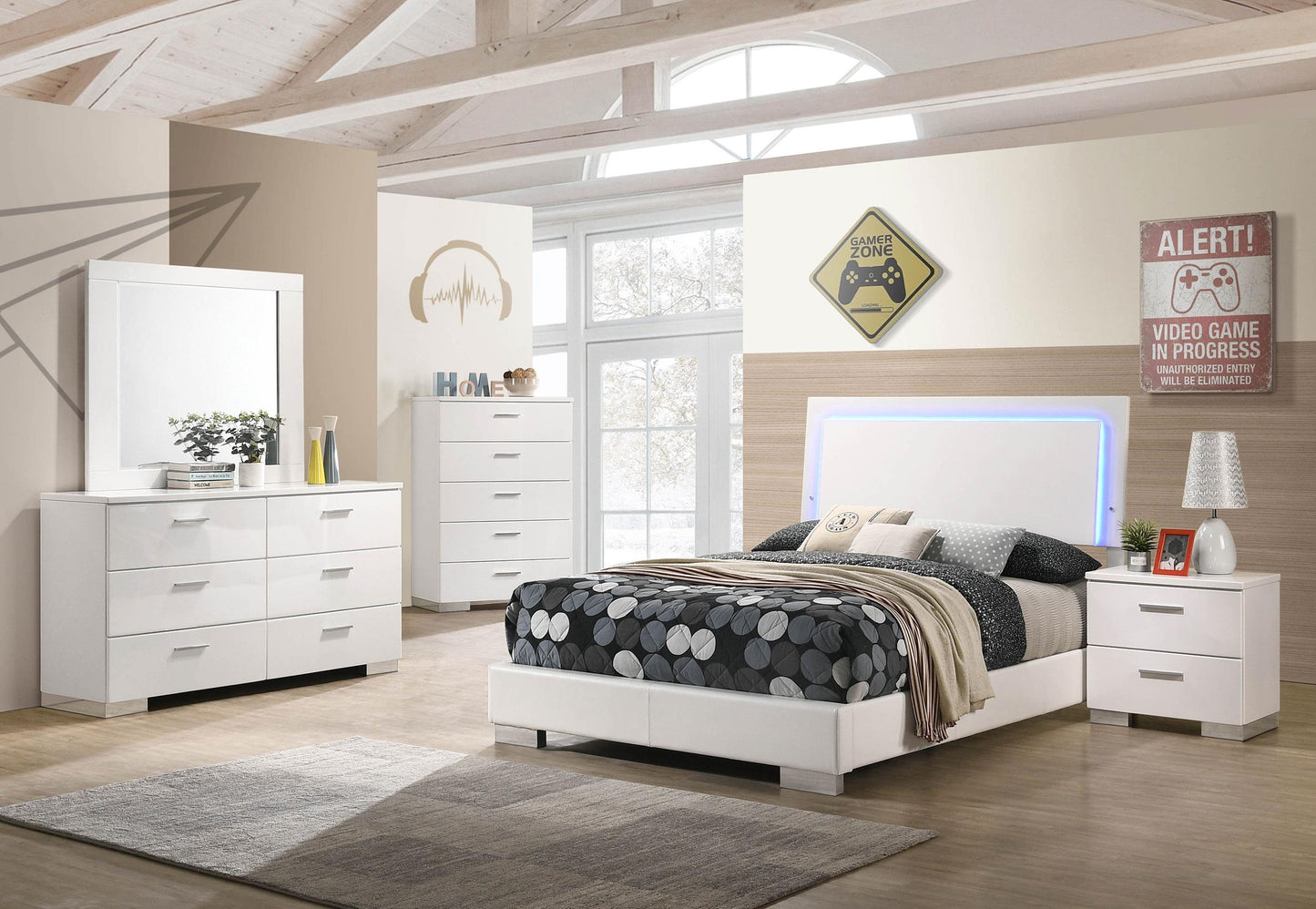 Felicity 5-Piece Set in White High Gloss
