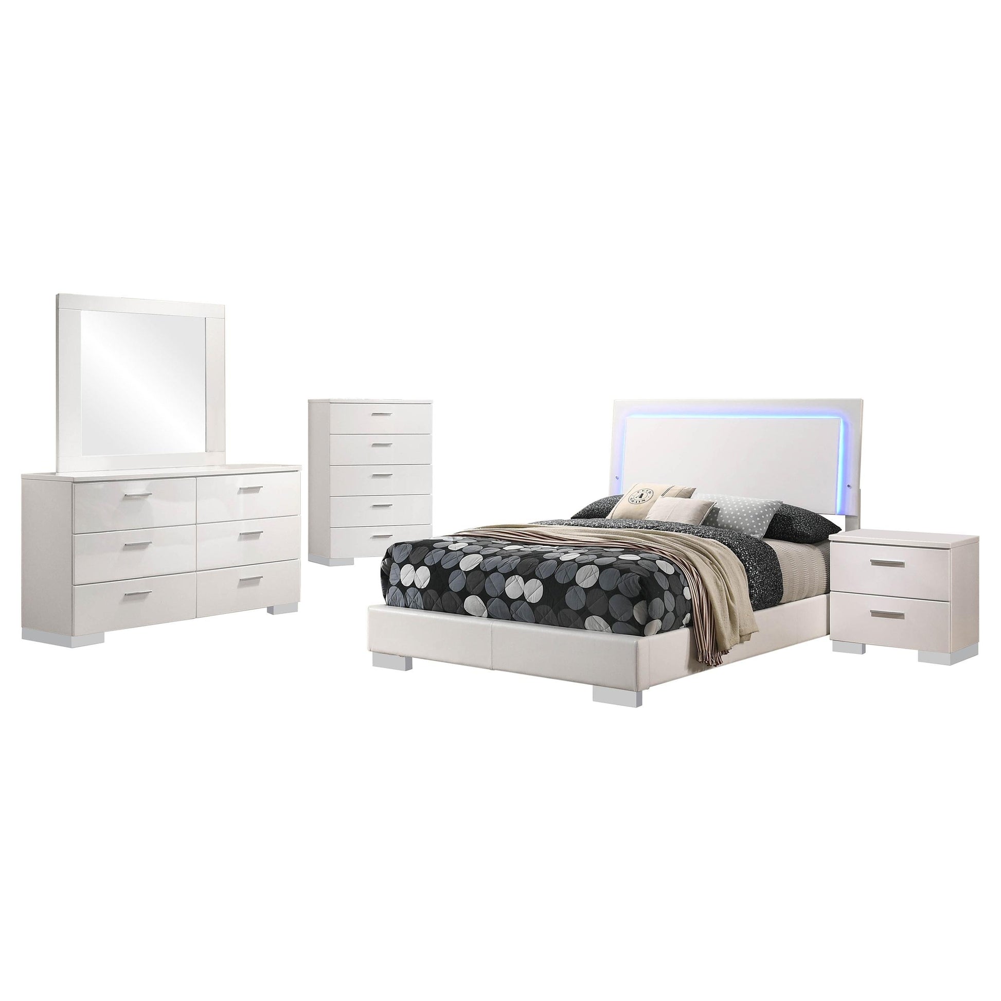 Felicity 5-Piece Set in White High Gloss