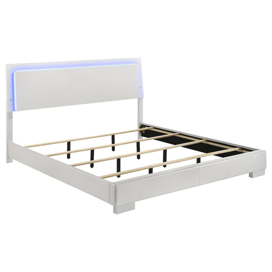Felicity E King Bed in White High Gloss - Coaster Furniture