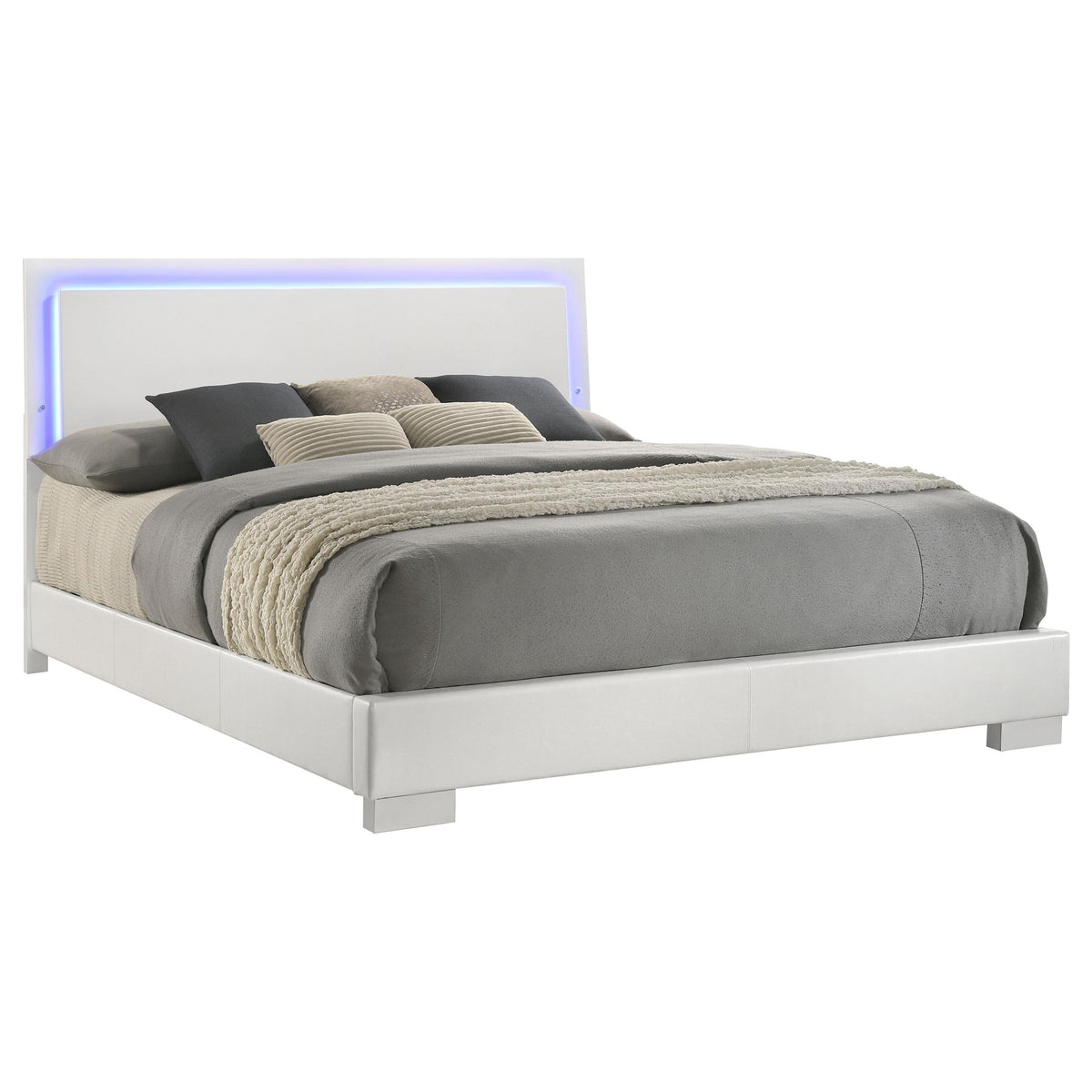 Felicity E King Bed in White High Gloss - Coaster Furniture