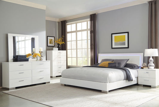 Felicity Queen 5-Piece Set in White High Gloss - Coaster Furniture
