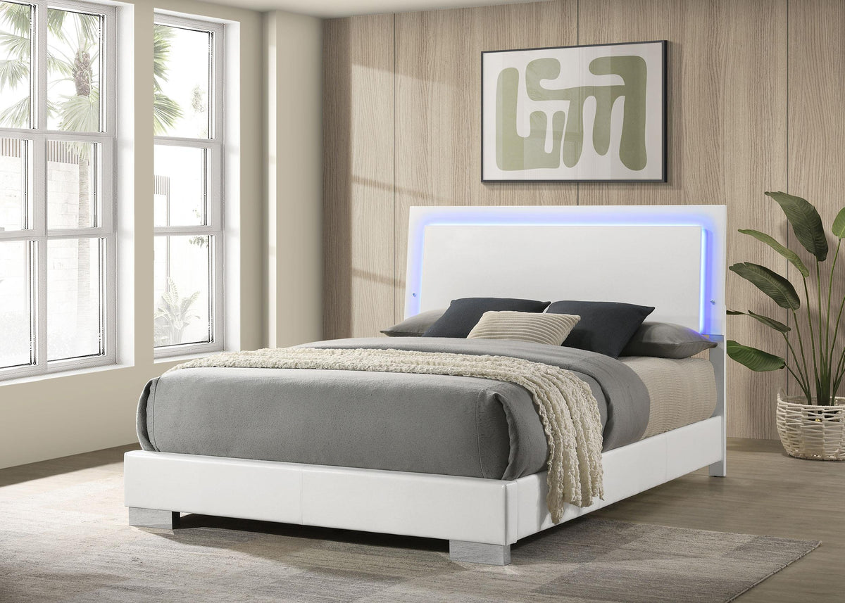 Felicity Queen Bed in White High Gloss - Coaster Furniture
