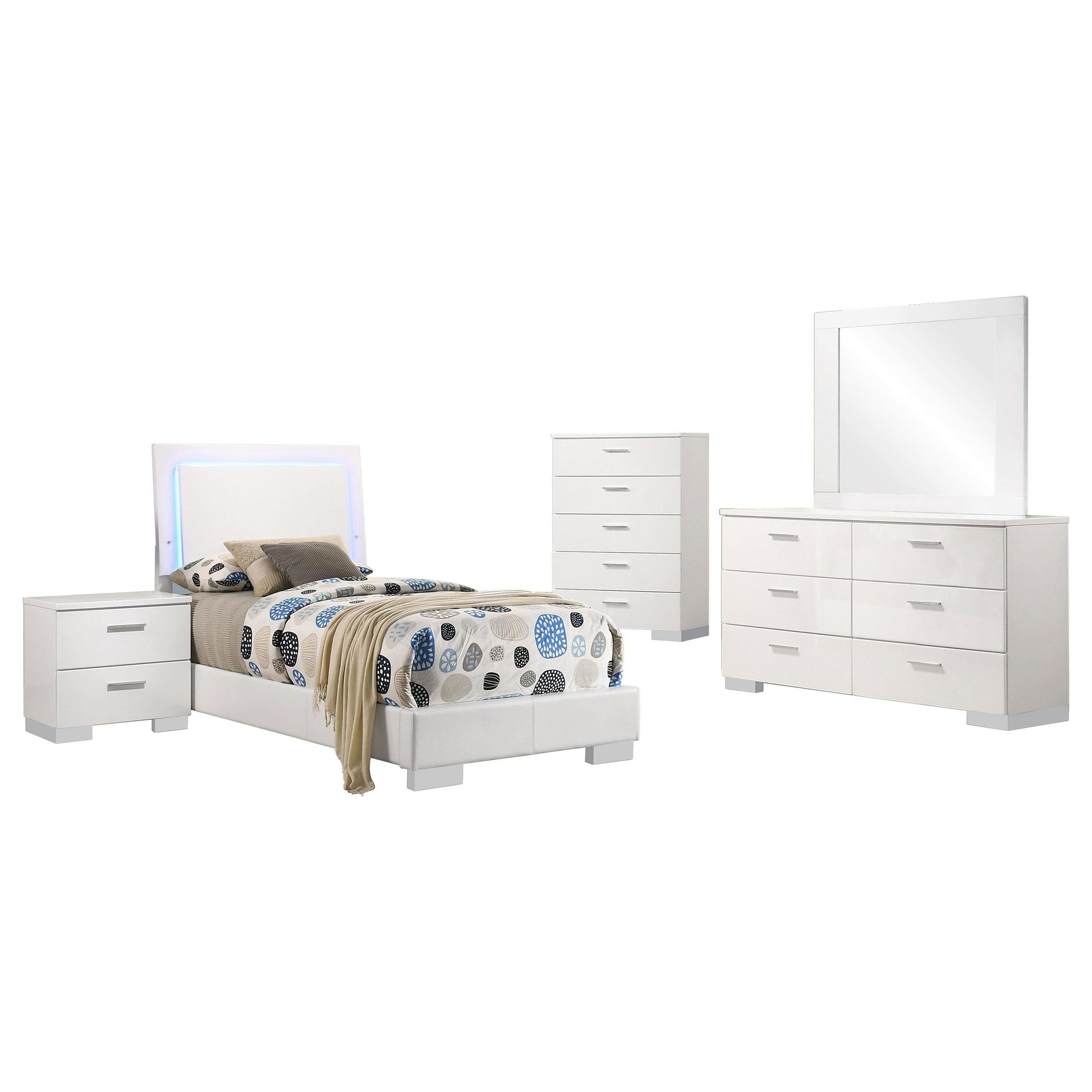 Felicity 5-Piece Set in White High Gloss