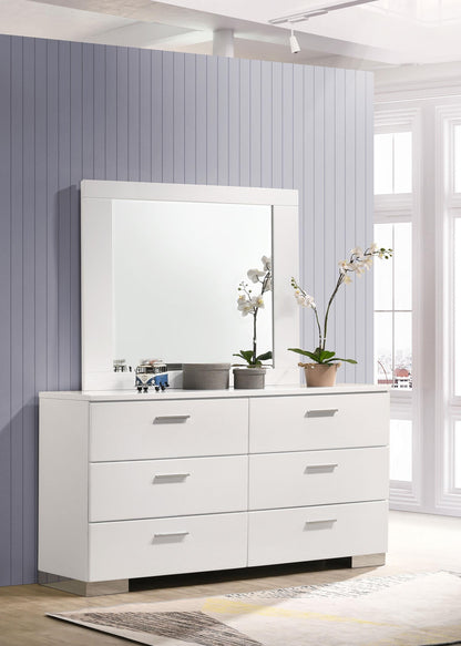 Felicity Dresser With Mirror in White High Gloss - Coaster Furniture