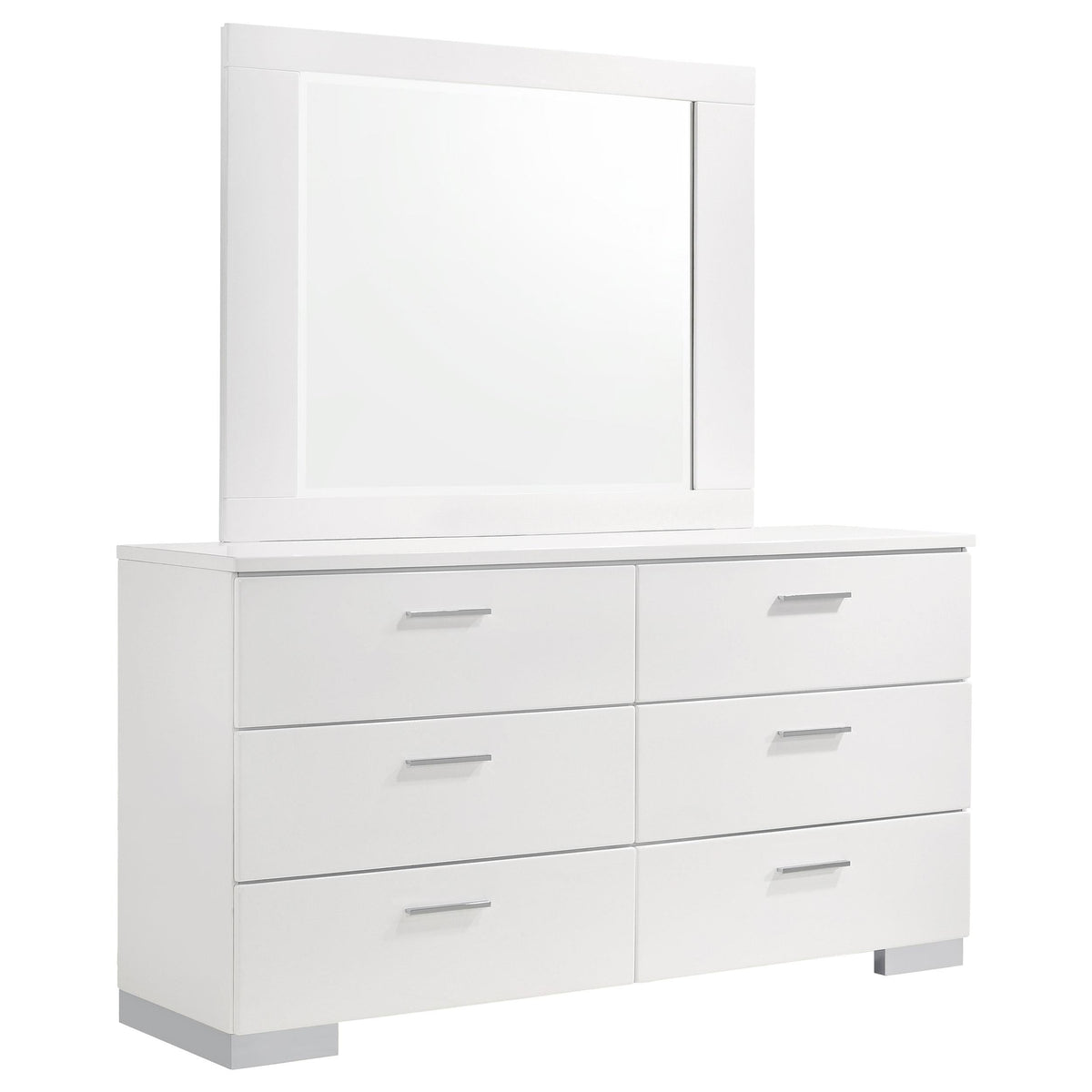 Felicity Dresser With Mirror in White High Gloss - Coaster Furniture