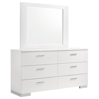 Felicity Dresser With Mirror in White High Gloss - Coaster Furniture