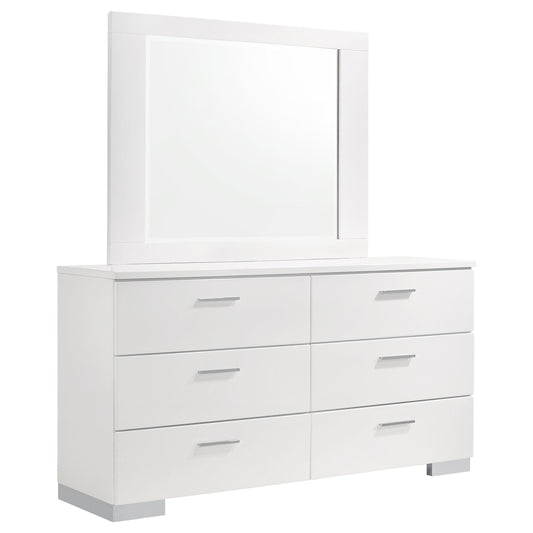 Felicity Dresser With Mirror in White High Gloss - Coaster Furniture