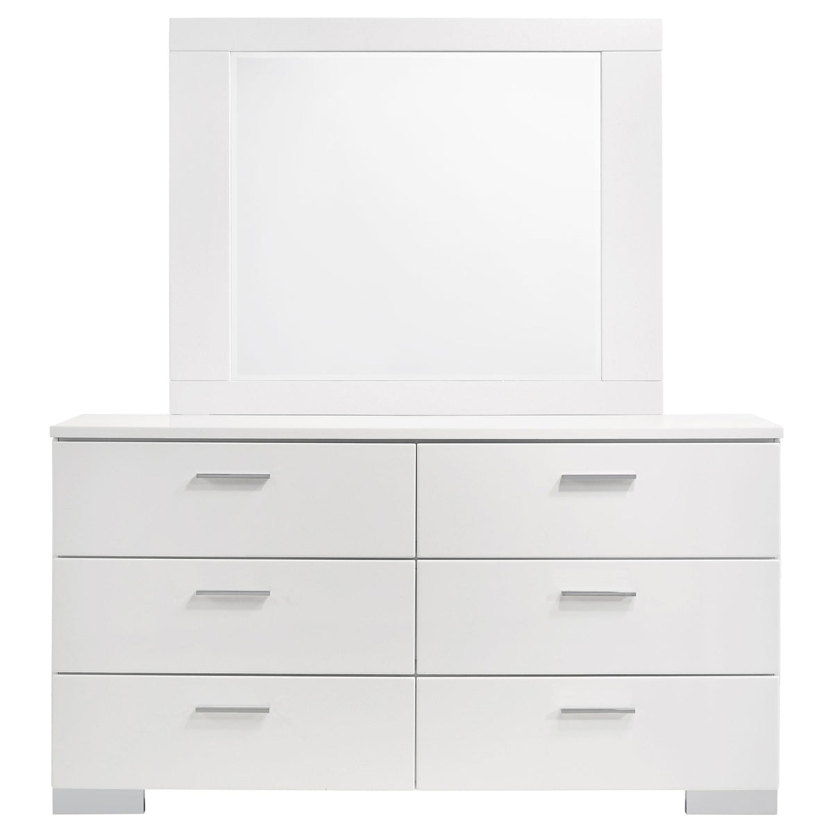 Felicity Dresser With Mirror in White High Gloss - Coaster Furniture