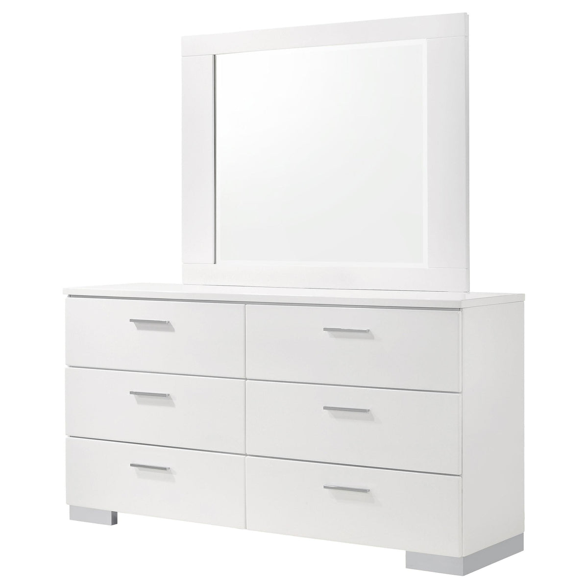 Felicity Dresser With Mirror in White High Gloss - Coaster Furniture
