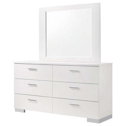 Felicity Dresser With Mirror in White High Gloss - Coaster Furniture