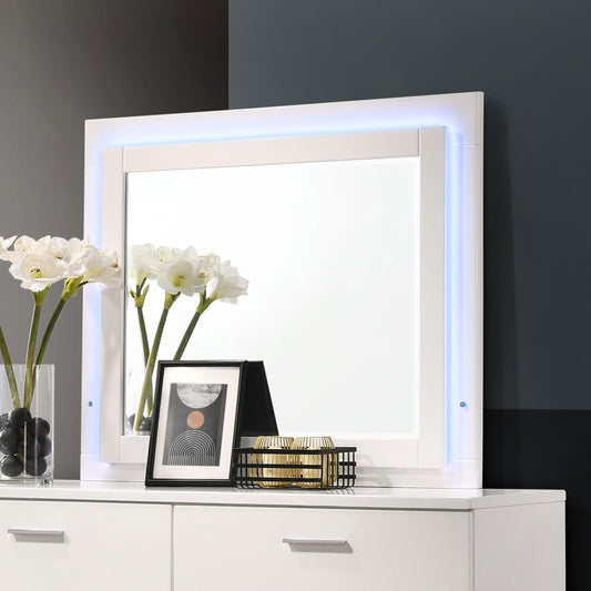 Felicity Dresser Mirror in White High Gloss - Coaster Furniture