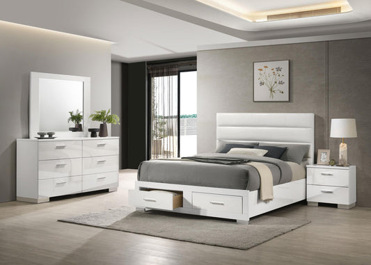 Felicity Queen 4-Piece Set in White High Gloss - Coaster Furniture