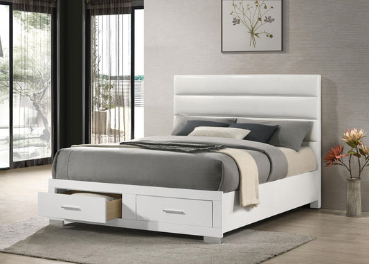 Felicity Queen Bed in White High Gloss - Coaster Furniture