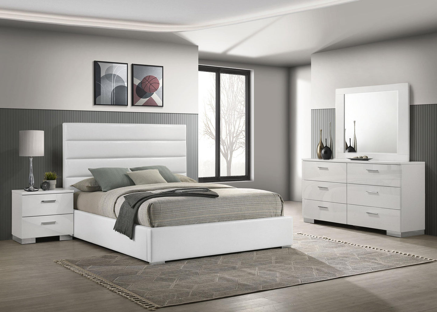 Felicity Bed 4-Piece Set in White