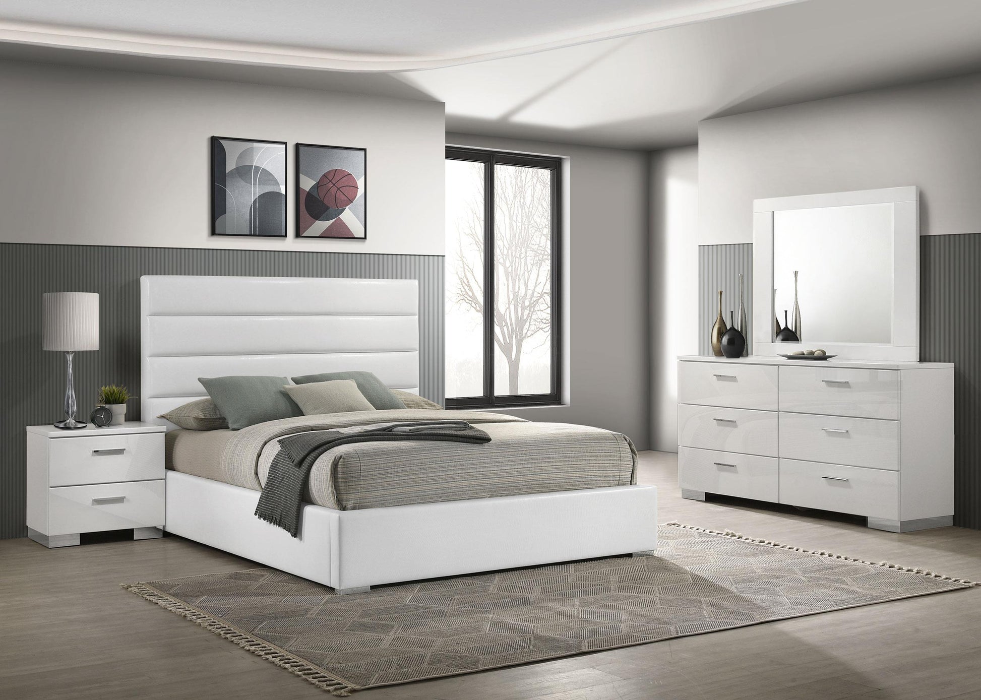 Felicity Bed 4-Piece Set in White