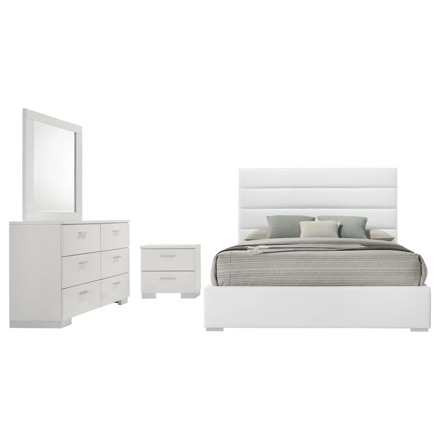 Felicity Bed 4-Piece Set in White