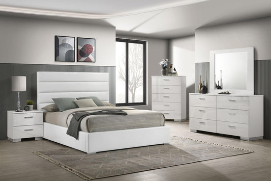 Felicity Queen Bed 5-Piece Set in White - Coaster Furniture