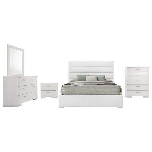 Felicity Queen Bed 5-Piece Set in White - Coaster Furniture