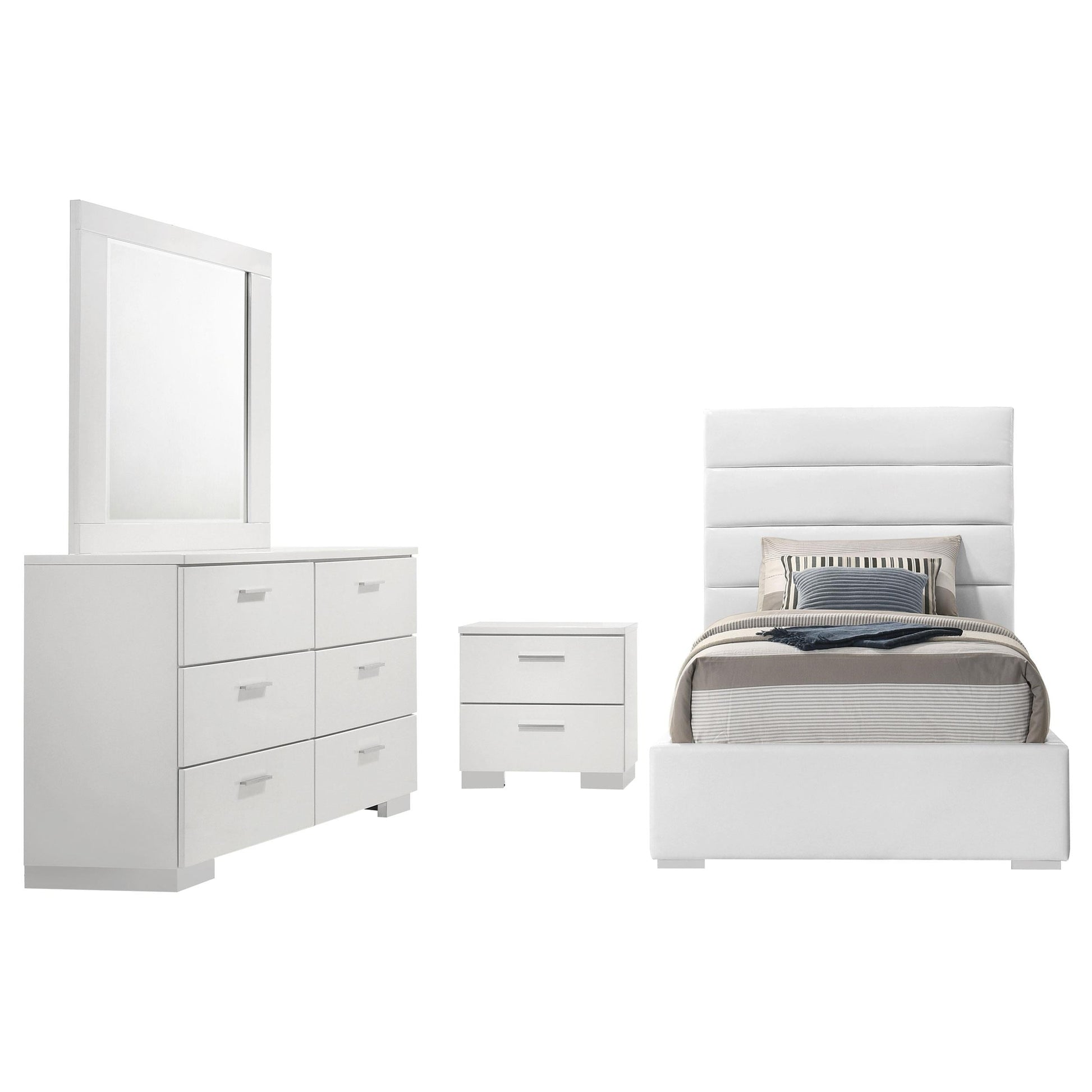 Felicity Bed 4-Piece Set in White