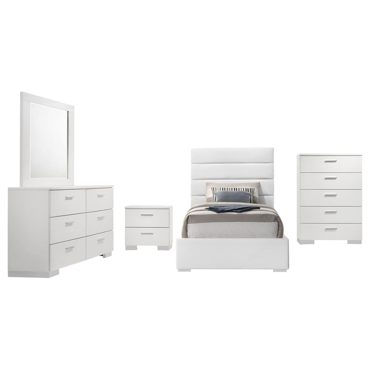 Felicity Twin Bed 5-Piece Set - White