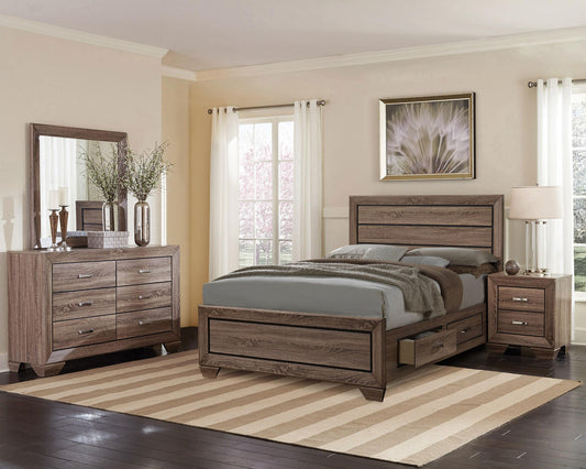 Kauffman Eastern King Bed 4-Piece Set in Washed Taupe - Coaster Furniture