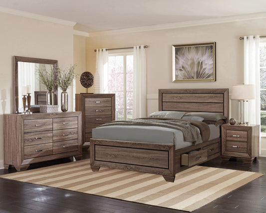 Kauffman Eastern King Bed 5-Piece Set in Washed Taupe - Coaster Furniture