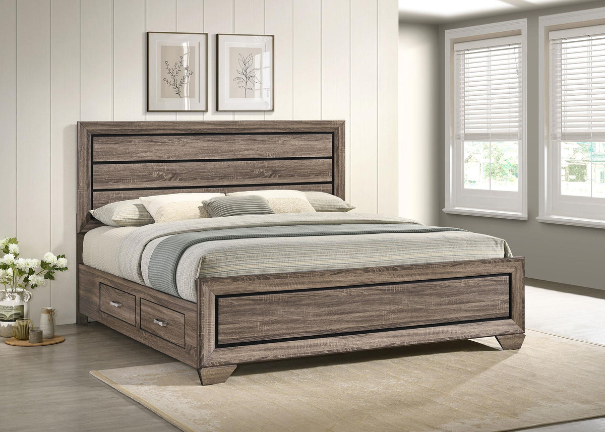 Kauffman E King Bed in Washed Taupe - Coaster Furniture