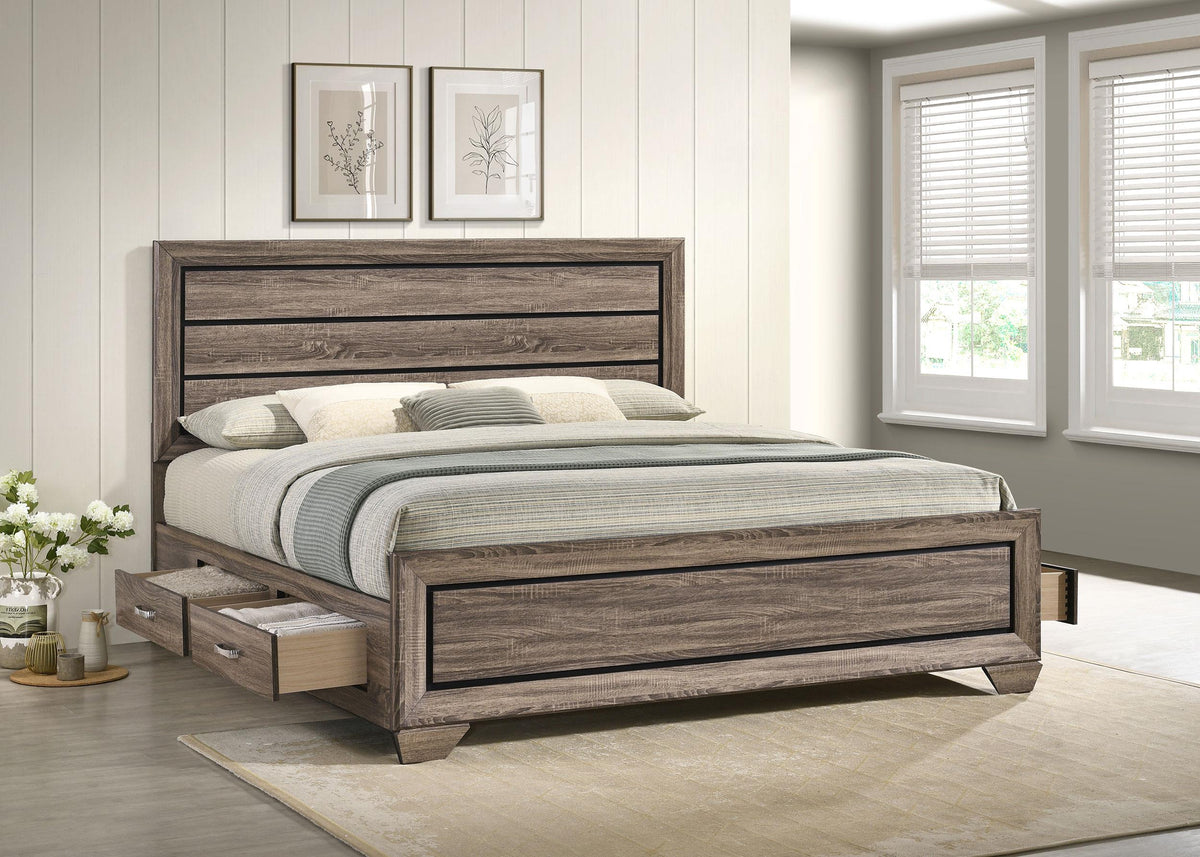 Kauffman E King Bed in Washed Taupe - Coaster Furniture
