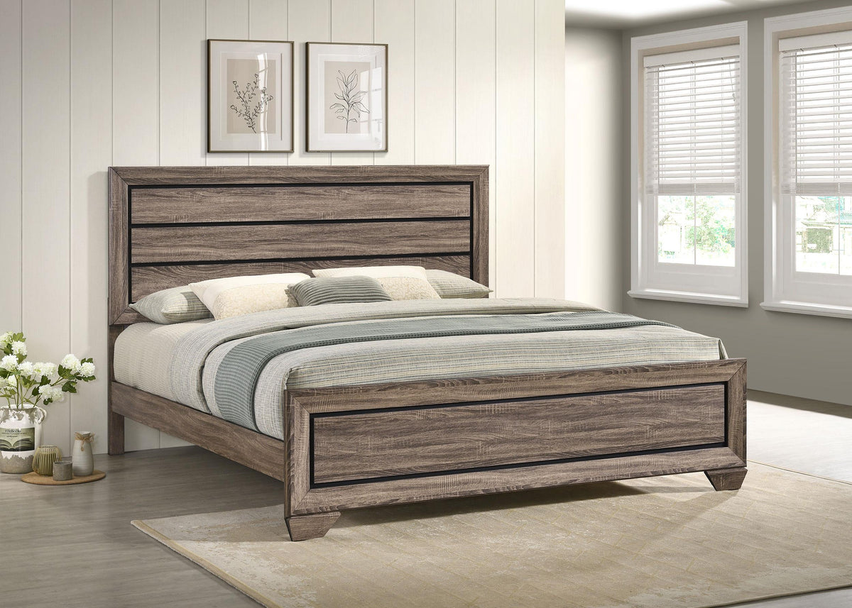Kauffman E King Bed in Washed Taupe - Coaster Furniture