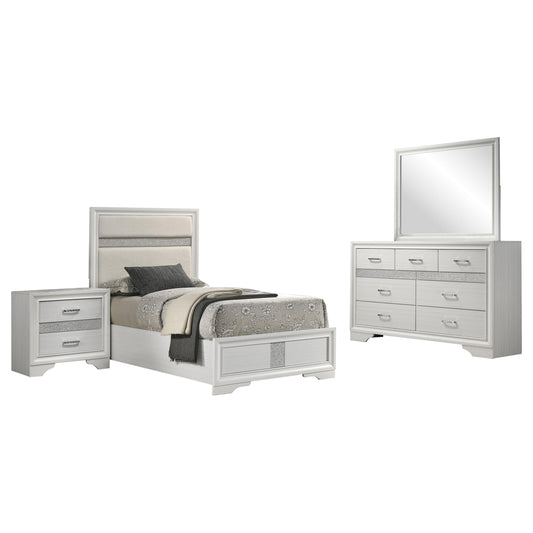 Miranda Twin Bed 4-Piece Set in White - Coaster Furniture