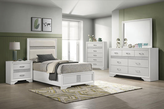Miranda Twin Bed 5-Piece Set in White - Coaster Furniture