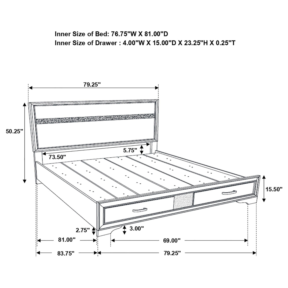 Miranda E King Bed in White - Coaster Furniture