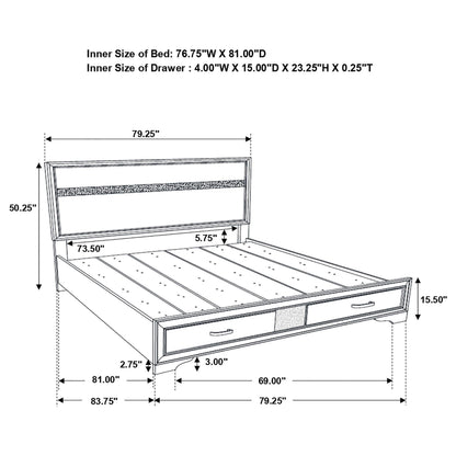 Miranda E King Bed in White - Coaster Furniture