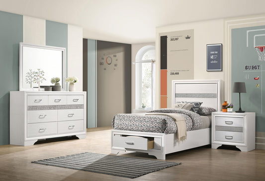 Miranda Twin Bed 4-Piece Set in White - Coaster Furniture