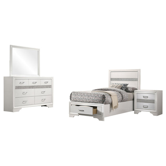 Miranda Twin Bed 4-Piece Set in White - Coaster Furniture