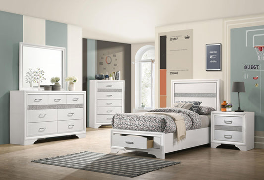 Miranda Twin Bed 5-Piece Set in White - Coaster Furniture