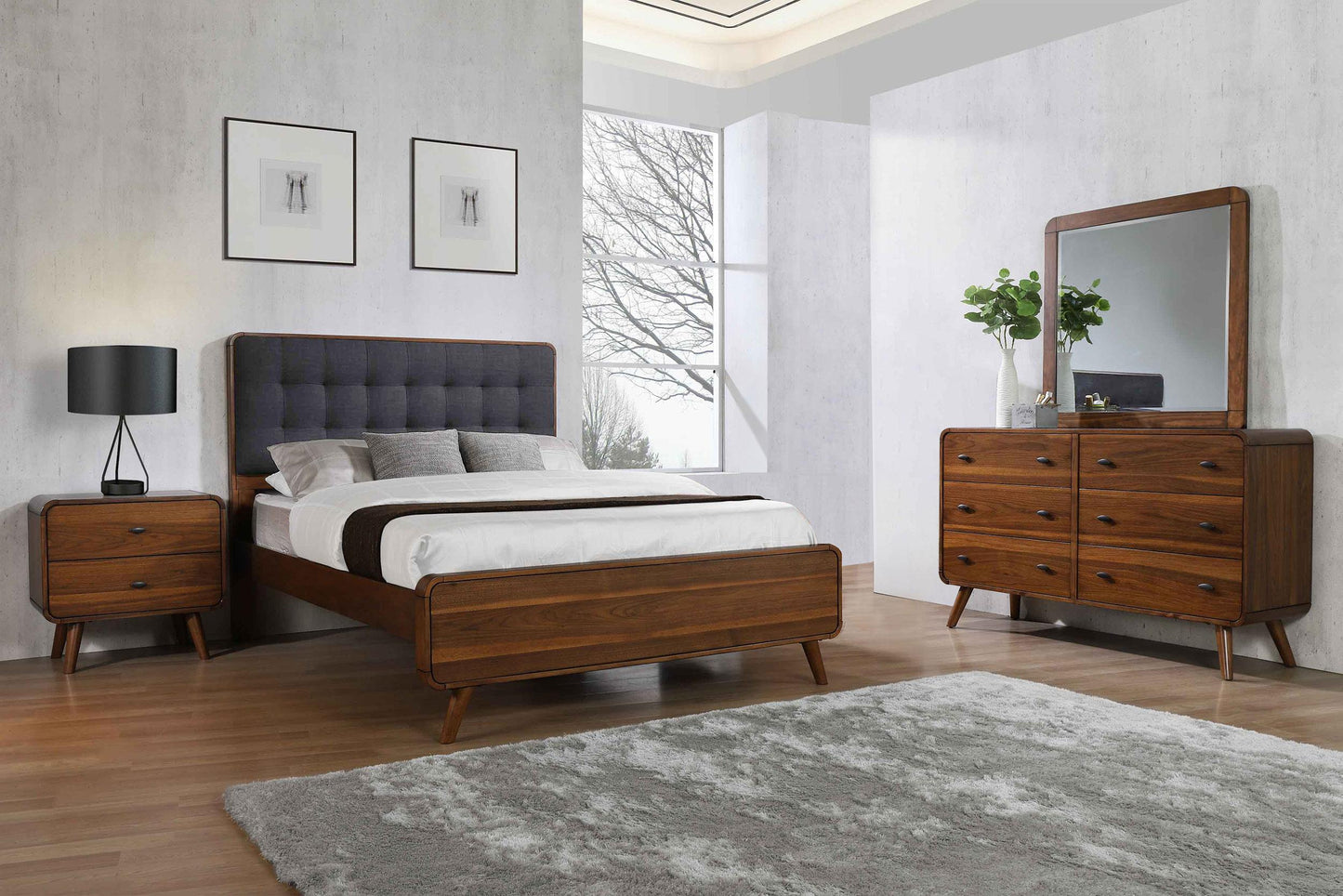 Robyn Full Bed 4-Piece Set - Dark Walnut