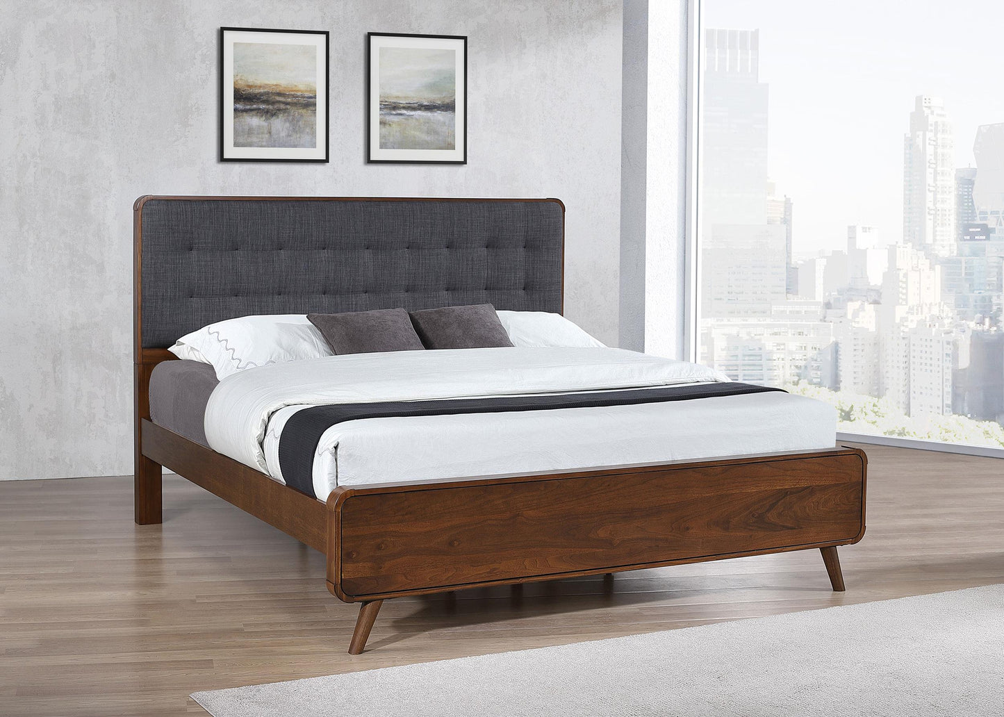 Robyn E King Bed - Dark Walnut