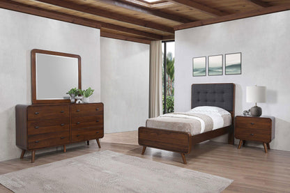 Robyn Twin Bed 4-Piece Set - Dark Walnut