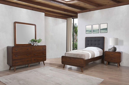 Robyn Twin Bed 4-Piece Set - Dark Walnut