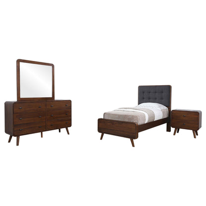 Robyn Twin Bed 4-Piece Set - Dark Walnut