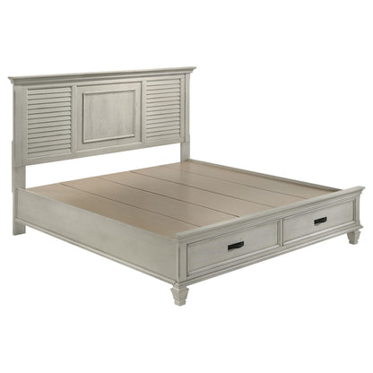 Franco Eastern King Bed 5-Piece Set in Distressed White - Coaster Furniture
