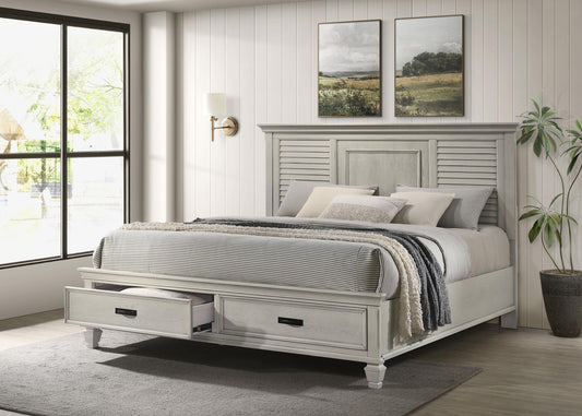 Franco E King Bed in Distressed White - Coaster Furniture