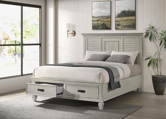 Franco Queen Bed in Distressed White - Coaster Furniture