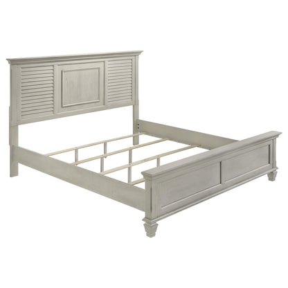 Franco Eastern King Bed 4-Piece Set in Distressed White - Coaster Furniture