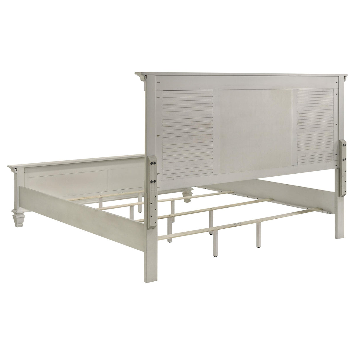 Franco Eastern King Bed 4-Piece Set in Distressed White - Coaster Furniture