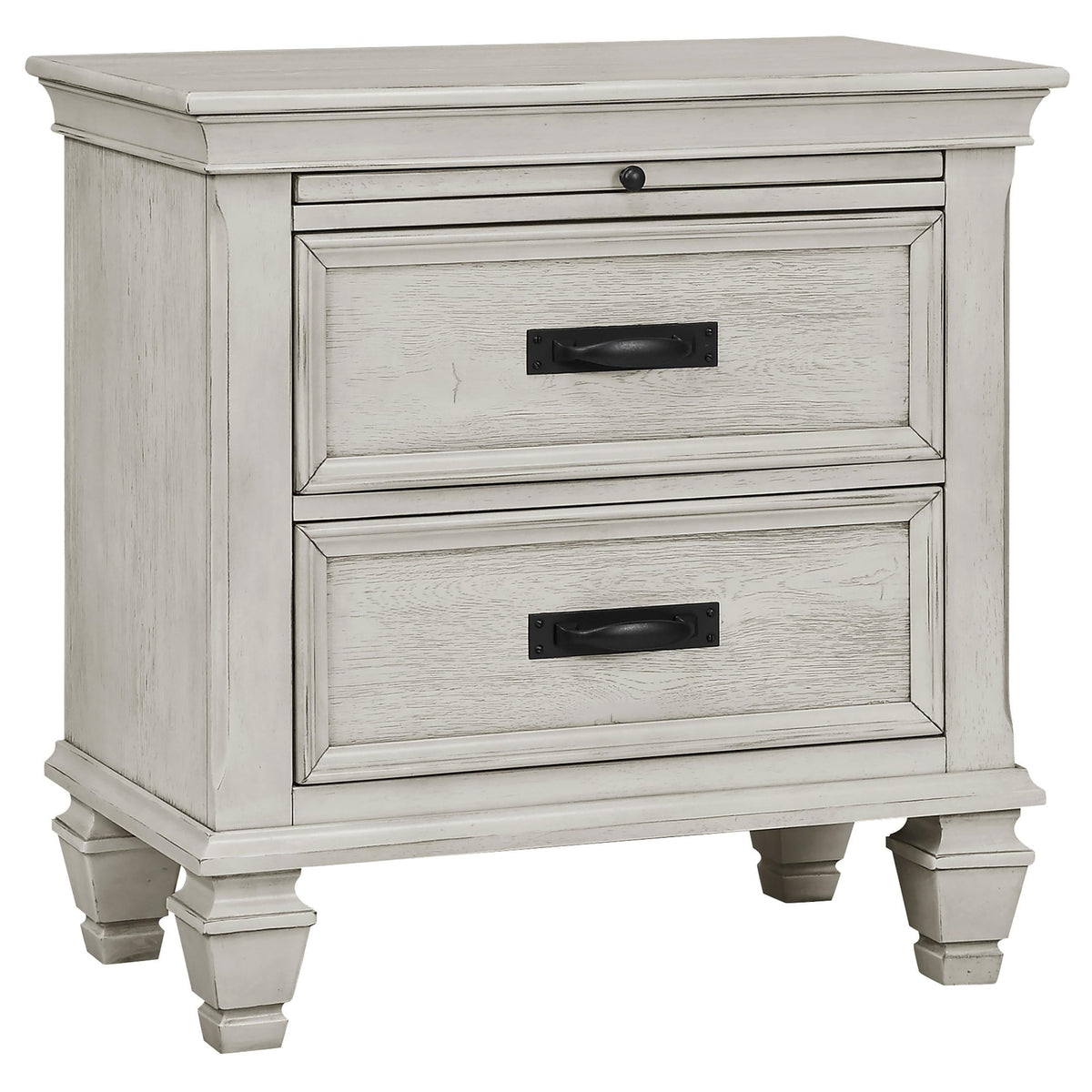 Franco Eastern King Bed 4-Piece Set in Distressed White - Coaster Furniture