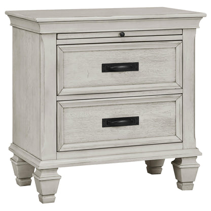 Franco Eastern King Bed 4-Piece Set in Distressed White - Coaster Furniture