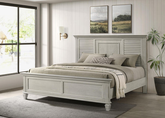 Franco E King Bed in Distressed White - Coaster Furniture