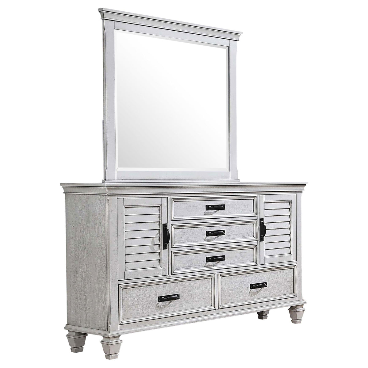 Franco Dresser With Mirror in Distressed White - Coaster Furniture